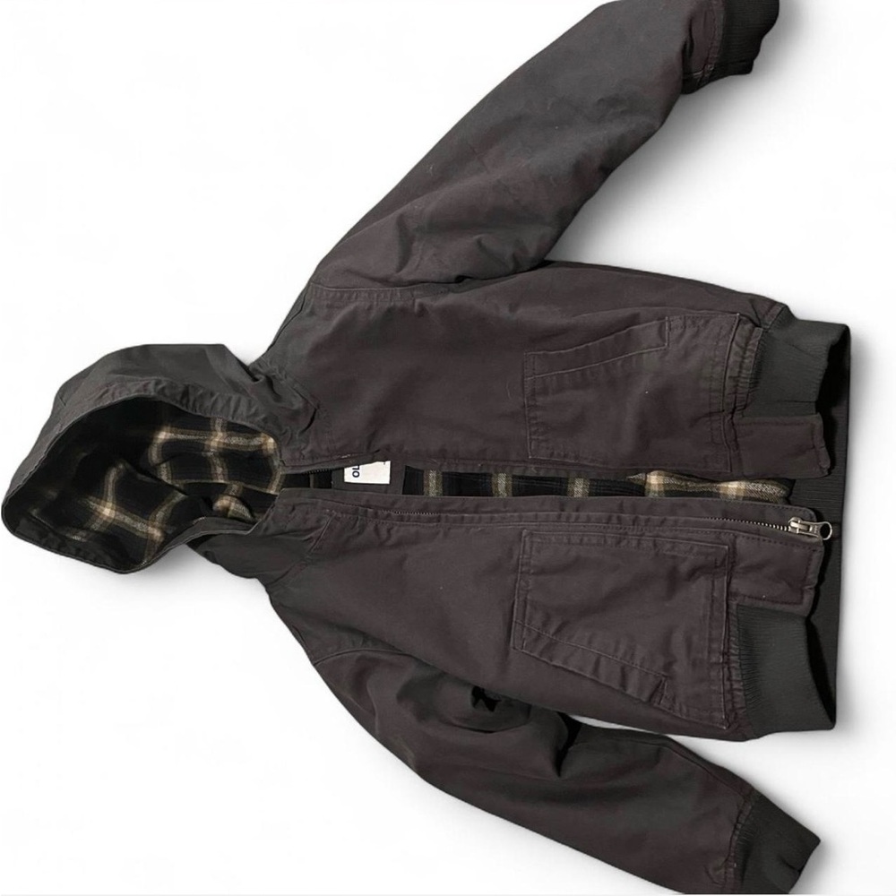 Old Navy Black Kids Jean Jacket with Plaid Lining